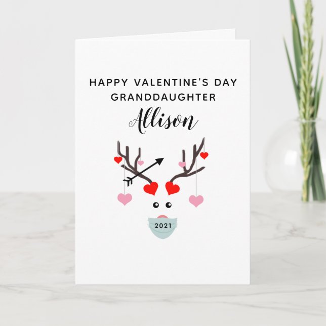 Happy Valentines Day Grandtochter Personalisiert Karte (Vorderseite)