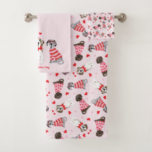 Happy Valentines Day Great Dane Hunde Badhandtuch Set