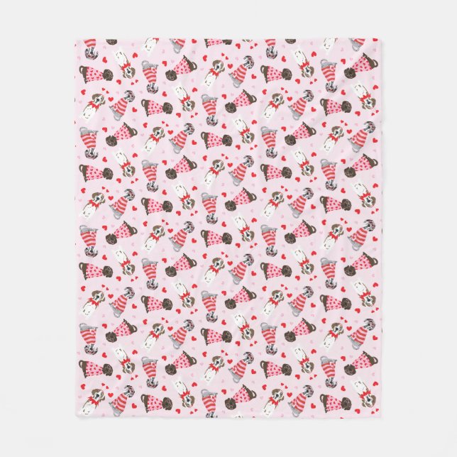 Happy Valentines Day Great Dane Hunde Fleecedecke (Vorderseite)