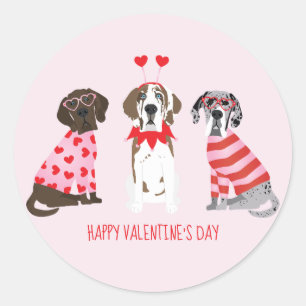 Happy Valentines Day Great Dane Hunde Runder Aufkleber