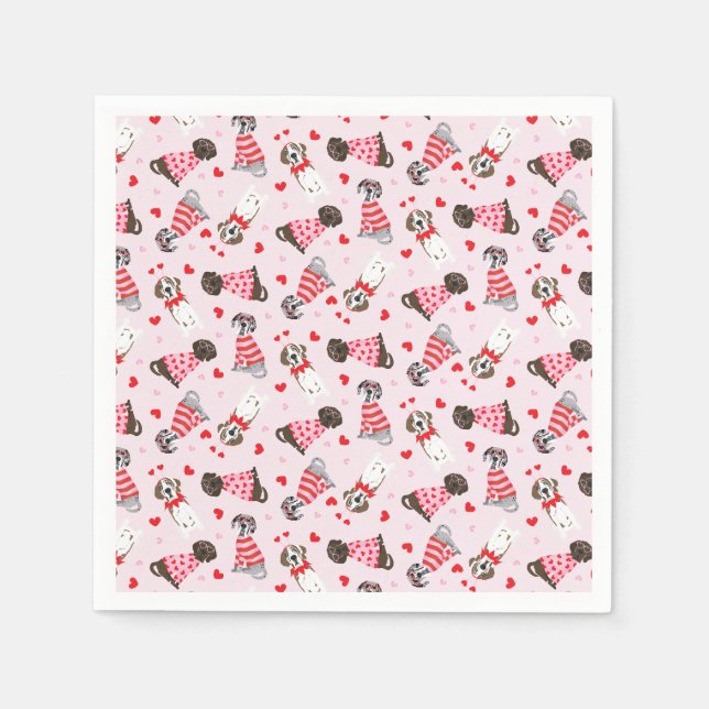 Happy Valentines Day Great Dane Hunde Serviette (Vorderseite)