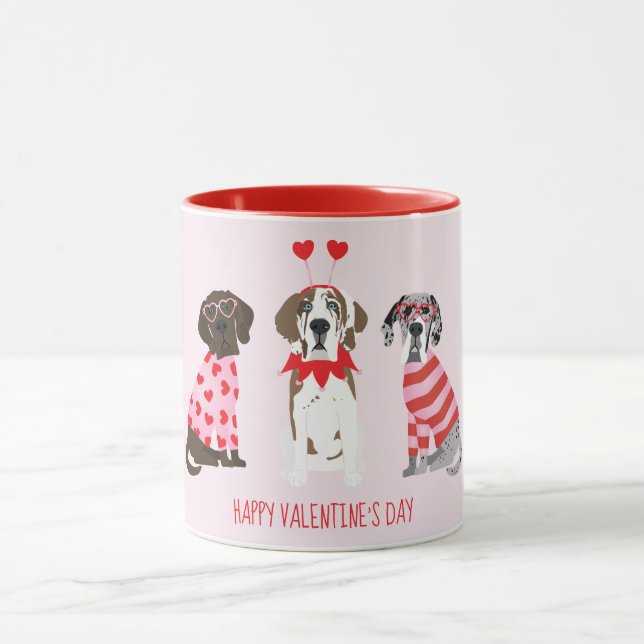 Happy Valentines Day Great Dane Hunde Tasse (Zentrum)