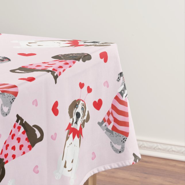 Happy Valentines Day Great Dane Hunde Tischdecke (Beispiel)