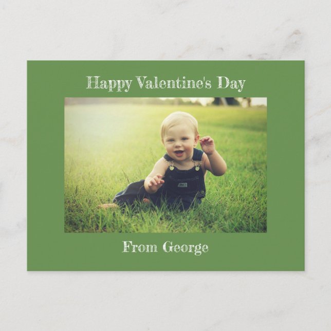 Happy Valentine's Day Green Family Foto Postkarte (Vorderseite)