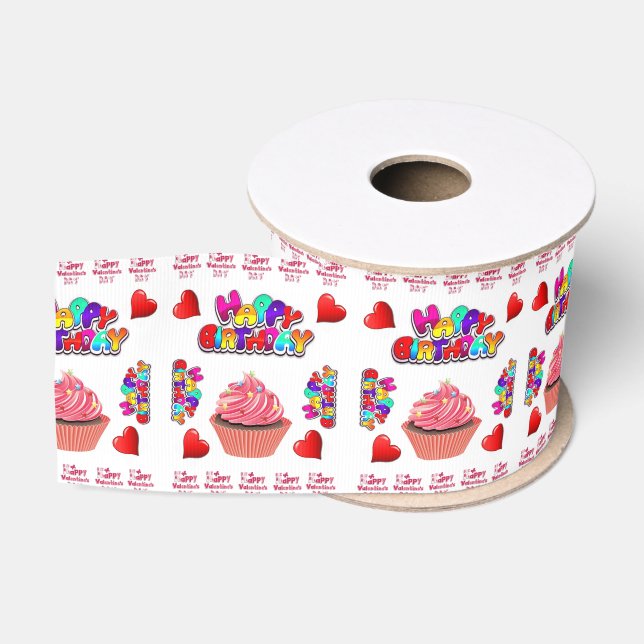 Happy Valentine's Day Happy Birthday Ribbon Ripsband (Spule)