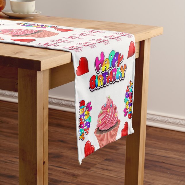 Happy Valentine's Day Happy Birthday Table Runner Kurzer Tischläufer (Beispiel)