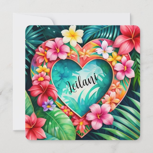Happy Valentine's Day Hawaiian Lei Mitteilungskarte (Vorderseite)