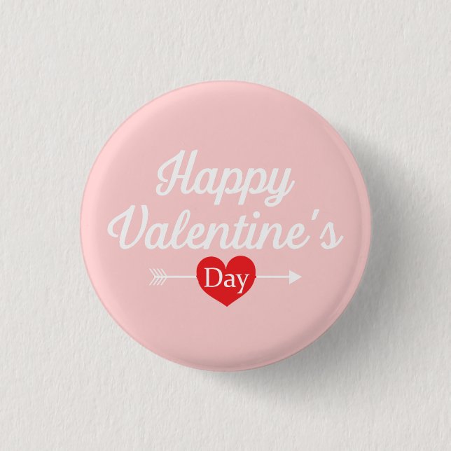 Happy Valentine's Day Heart Button (Vorderseite)