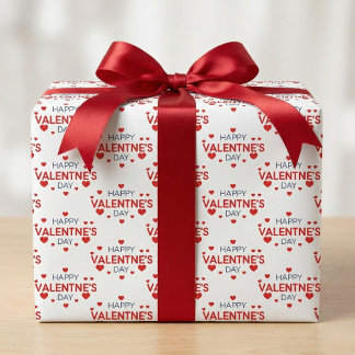 Happy Valentine's Day Heart Gift Wrap Geschenkpapier