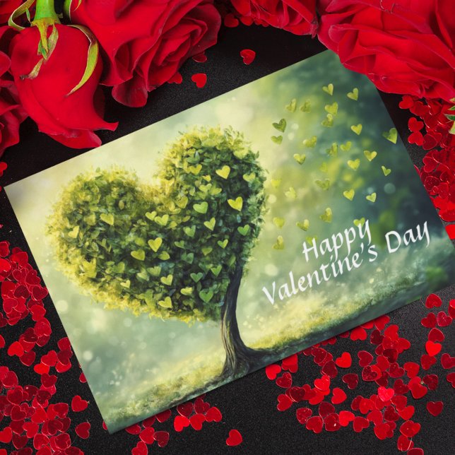 Happy Valentine's day Heart Green Tree Karte (Von Creator hochgeladen)