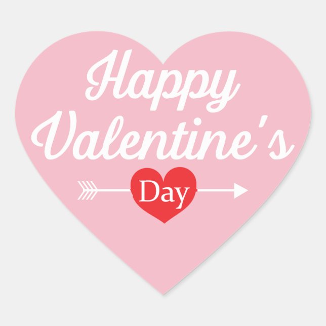 Happy Valentine's Day Heart Herz-Aufkleber (Vorderseite)