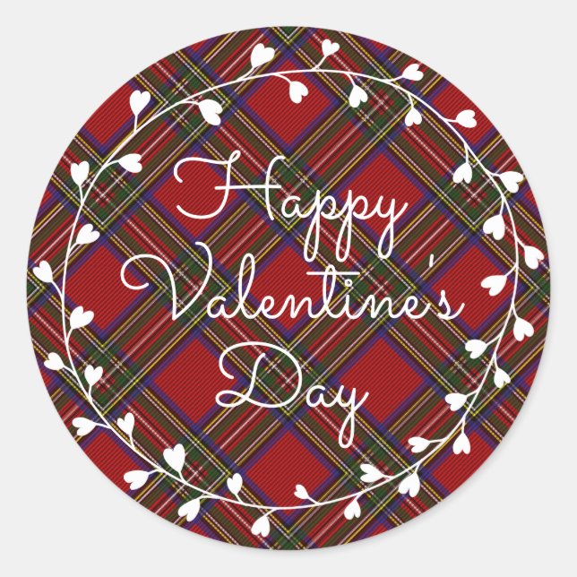 Happy Valentine's Day Heart Karierter Tod Runder Aufkleber (Vorderseite)