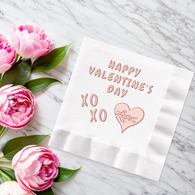 Happy Valentine's Day Heart Kiss Hug Servietten Mit Folie (Insitu (Hochzeit))