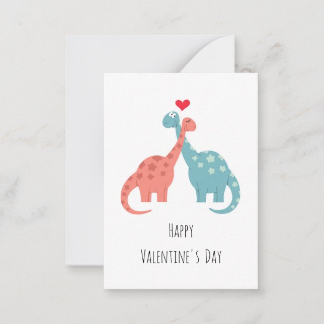 Happy Valentine's Day Heart Liebe Dinosaurier Mitteilungskarte (Vorderseite)