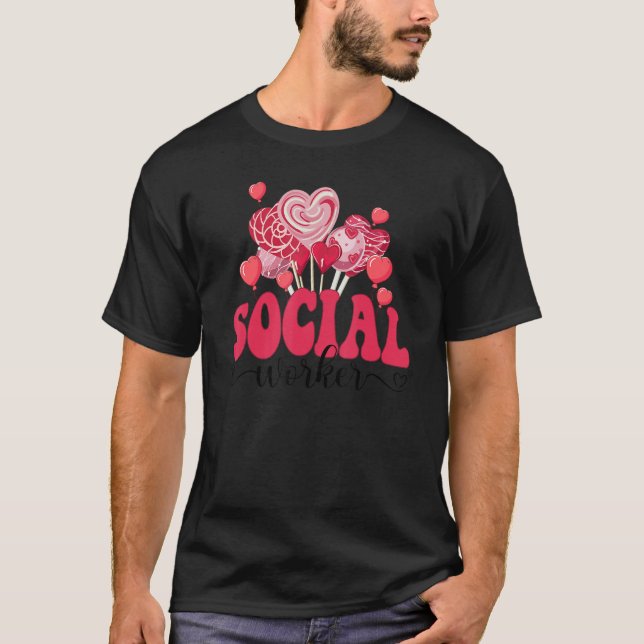 Happy Valentines Day Heart Lollipop Funny Social W T-Shirt (Vorderseite)