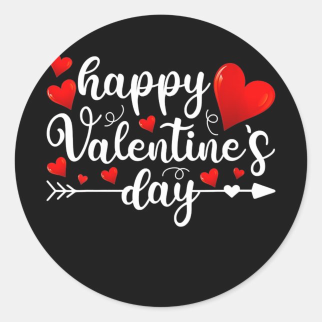 Happy Valentines Day Heart Love Cute Valentine Runder Aufkleber (Vorderseite)
