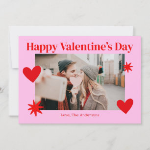 Happy Valentines Day Heart Pink Foto Card Dankeskarte