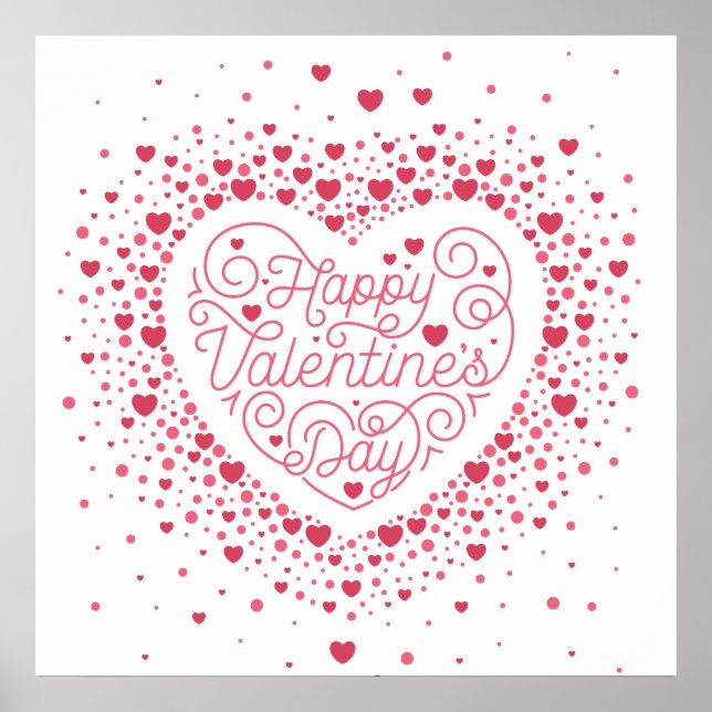 Happy Valentine's Day Heart Poster 24x24 (Vorne)