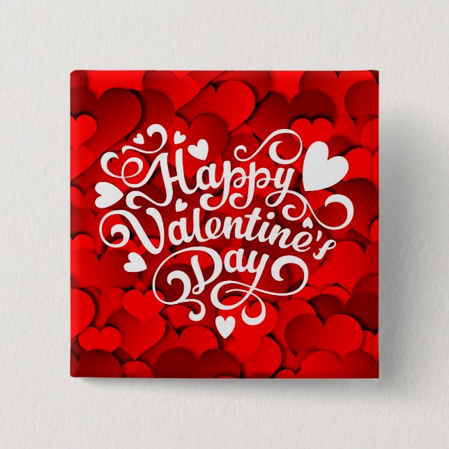 Happy Valentine's Day Heart Shape-23803 Button (Vorderseite)