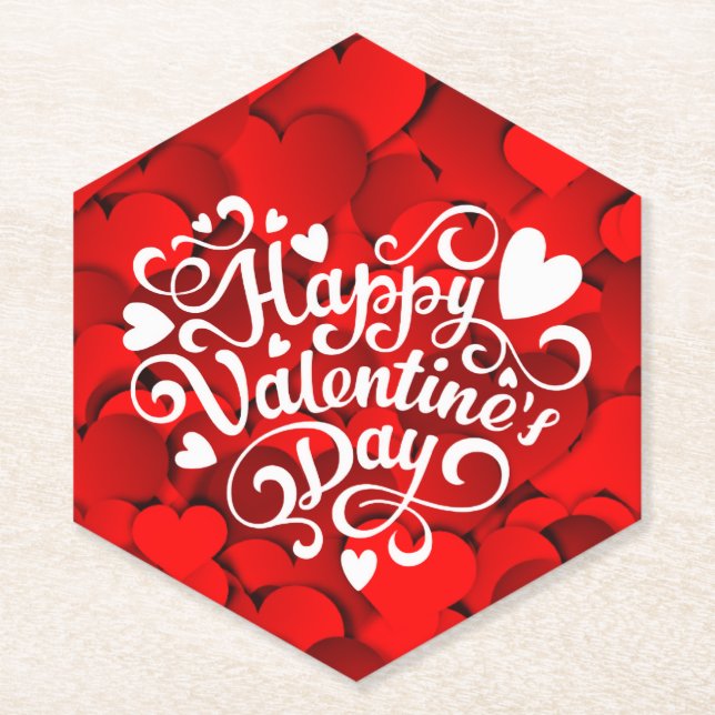 Happy Valentine's Day Heart Shape-23803 Untersetzer (Vorderseite)