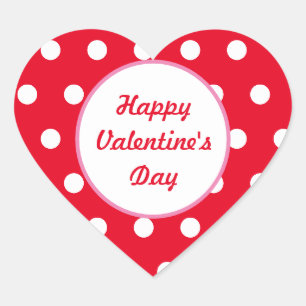Happy Valentine's Day Heart Stickers (rot & weiß)