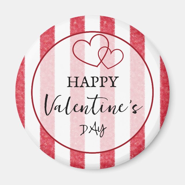 Happy Valentine's Day Heart Stripes Magnet (Devant)
