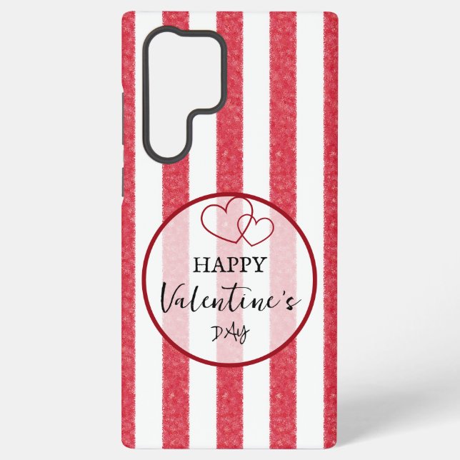 Happy Valentine's Day Heart Stripes Samsung Galaxy Hülle (Rückseite)