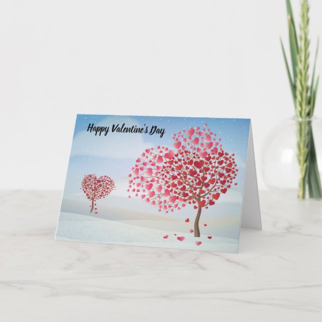 Happy Valentine's Day Heart Tree Feiertagskarte (Vorderseite)