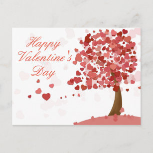 Happy Valentine's Day Heart Tree Red Postkarte