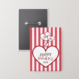 Happy Valentine's Day Hearts Chalk Stripes Button