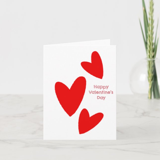 Happy Valentine's Day Hearts Karte (Vorderseite)