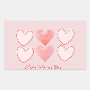 Happy Valentine's Day Hearts Minimalistische Stick Rechteckiger Aufkleber