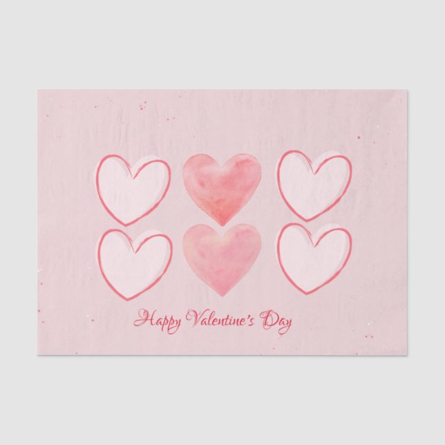 Happy Valentine's Day Hearts Pink Tissue Seidenpapier (Vorderseite)