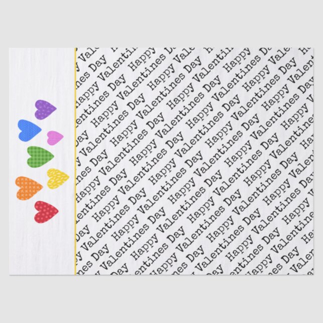 Happy Valentines Day Hearts Regenbogenfarben Kinde Seidenpapier (Vorderseite)