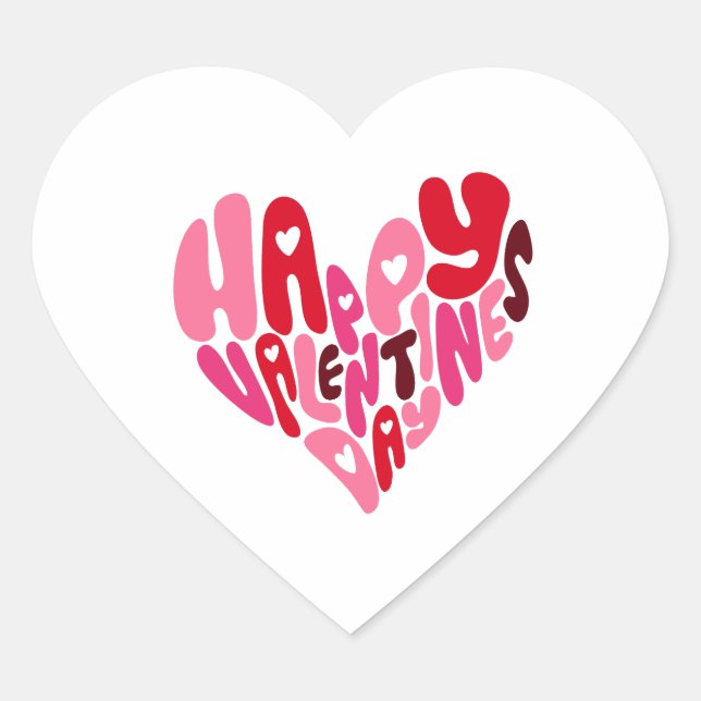 Happy Valentine's Day Herz-Aufkleber (Vorderseite)