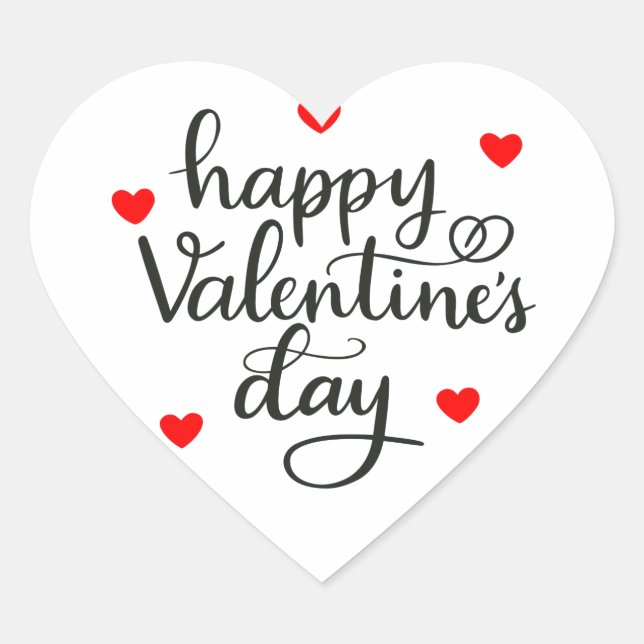 Happy Valentine's Day Herz-Aufkleber (Vorderseite)