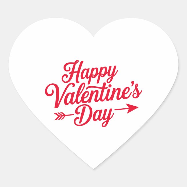 Happy Valentine's Day Herz-Aufkleber (Vorderseite)