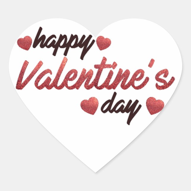 Happy Valentine's Day Herz-Aufkleber (Vorderseite)