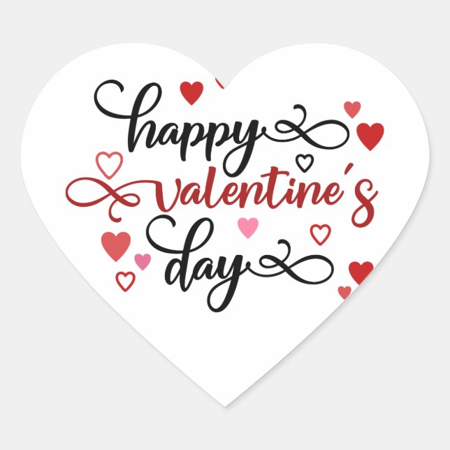 Happy Valentine's Day Herz-Aufkleber (Vorderseite)