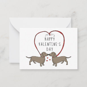Happy Valentine's Day   Herz und Dackel Mitteilungskarte