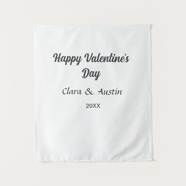 Happy Valentine's Day hinzufügen Namensdatum einfa Wandteppich (Vorderseite)