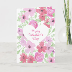 Happy Valentine's Day Hübsch Pink Floral Karte