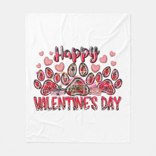 Happy Valentines Day Hund Fleecedecke