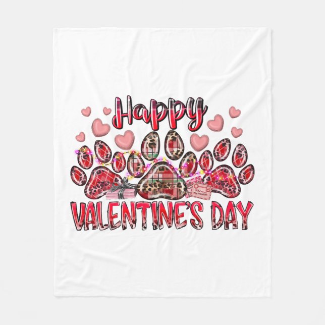 Happy Valentines Day Hund Fleecedecke (Vorderseite)