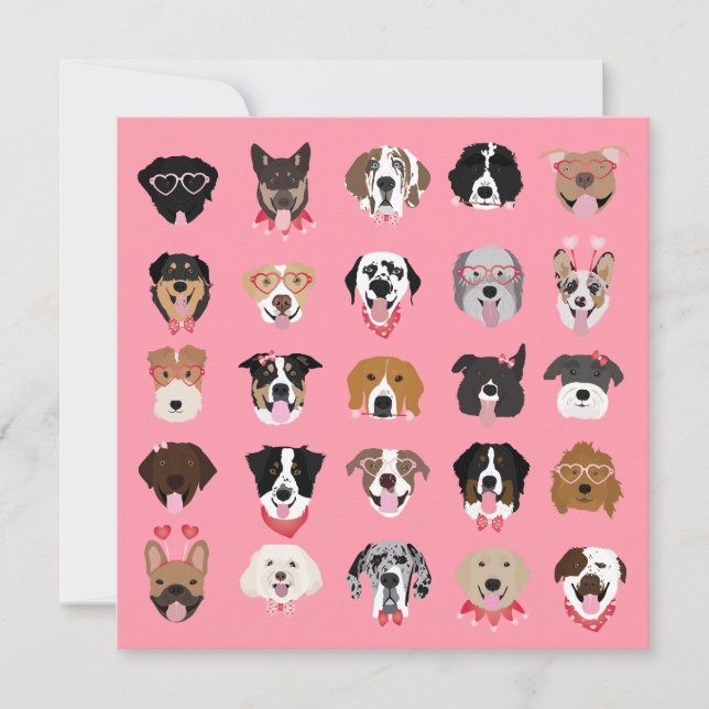Happy Valentines Day Hund Gesicht Muster Karte (Vorderseite)