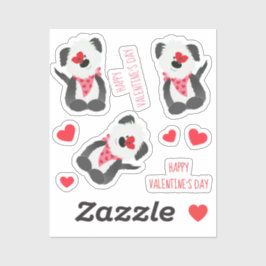 Happy Valentines Day Hund Herz Pink Aufkleber