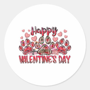 Happy Valentines Day Hund Runder Aufkleber