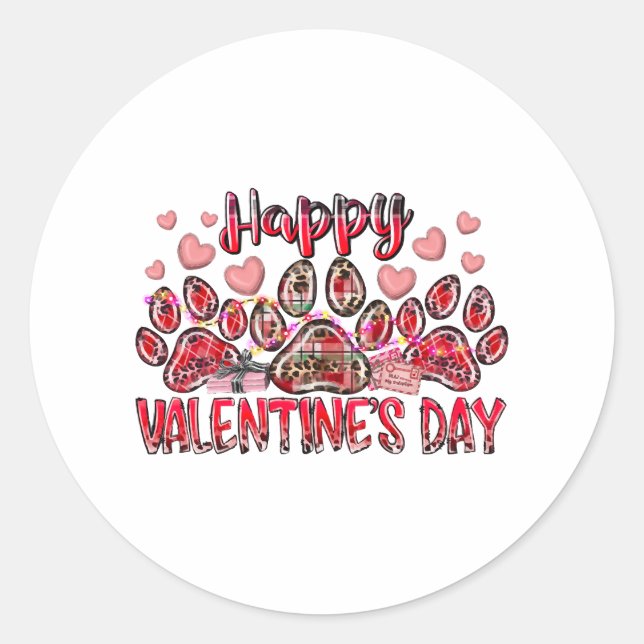 Happy Valentines Day Hund Runder Aufkleber (Vorderseite)