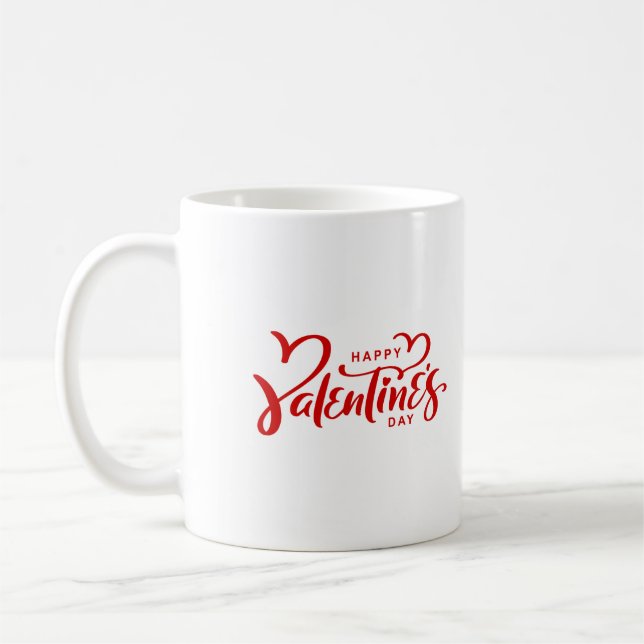 Happy Valentine's Day in Red Kaffeetasse (Links)