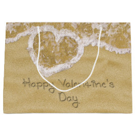 "Happy Valentine's Day" In Sand geschriebenes Herz Große Geschenktüte